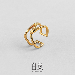 白岚素圈食指开口戒指女925银小众设计感轻奢尾戒原创QL0750