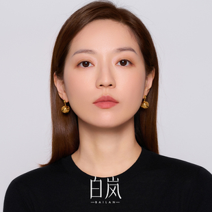 白岚缠枝花丝球耳坠925银耳饰耳环女气质高级ED4838 12月上新