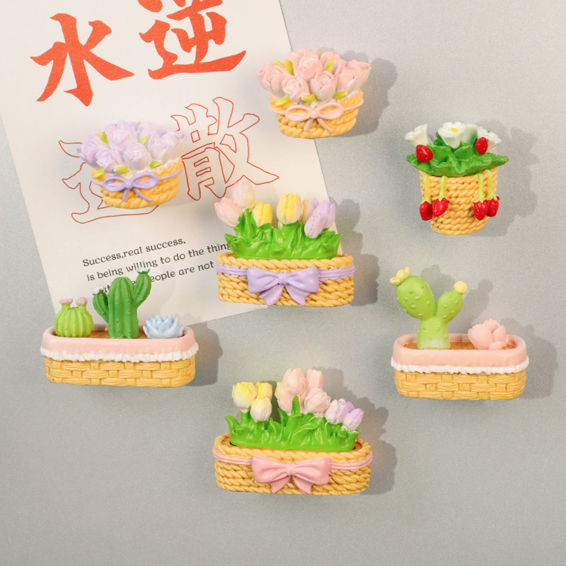 郁金香花朵冰箱贴磁贴创意盆栽多肉门上磁力贴入户门磁吸装饰磁铁,家居饰品,冰箱贴,淘宝优惠券,粉丝福利购,淘宝优惠卷
