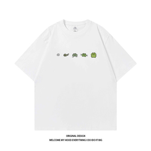 CHRY STUDIO简约趣味小蝌蚪进化史印花短袖T宽松百搭休闲情侣同款