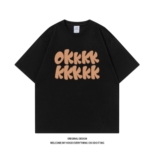 百搭宽松休闲圆领T男女同款 简约字母印花短袖 STUDIO潮流美式 CHRY