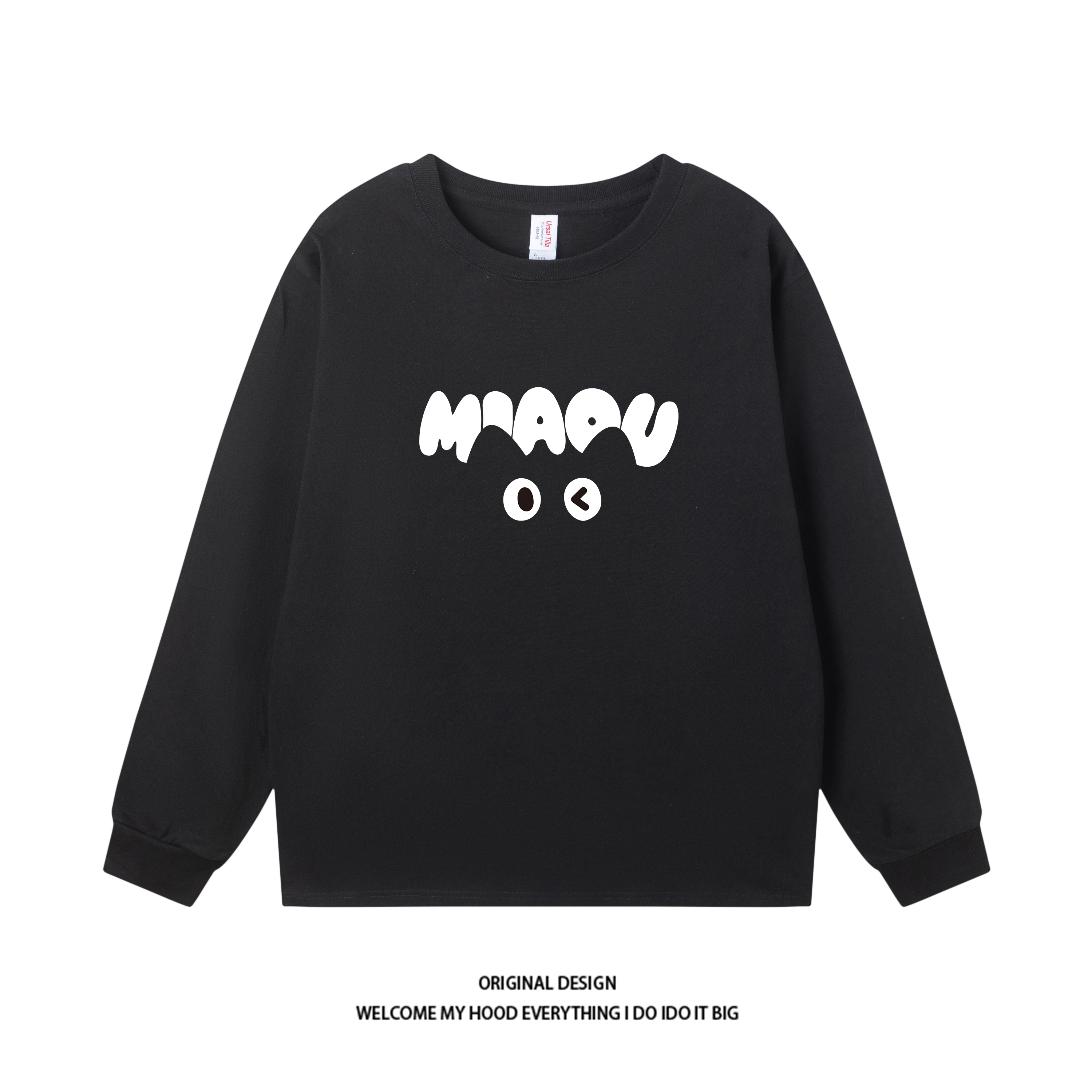 CHRY STUDIO潮牌ins简约猫咪耳朵长袖T恤宽松简约打底上衣情侣款