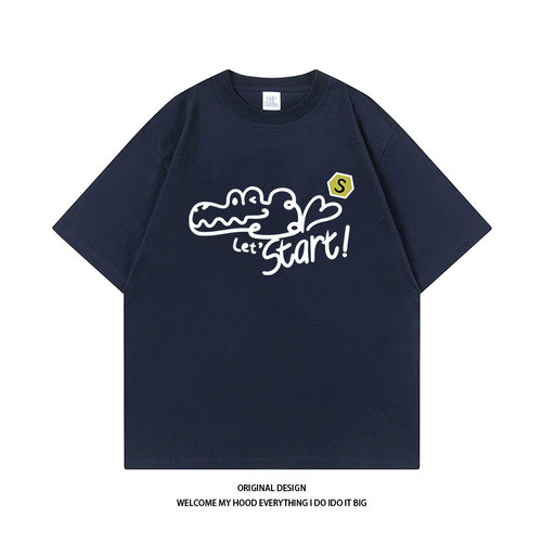 CHRY STUDIO潮牌美式复古卡通鳄鱼印花短袖宽松百搭情侣同款夏季T