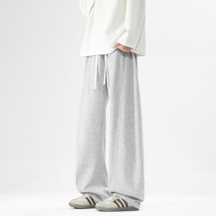 直筒宽松廓形休闲长裤 CHRY 春秋季 慵懒风运动弯刀裤 男 STUDIO美式