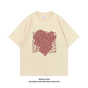 简约宽松百搭情侣T恤 男潮牌夏季 CHRY STUDIO漩涡爱心字母印花短袖