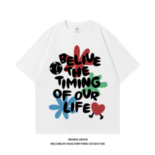 宽松圆领百搭T 复古趣味字母印花情侣复古潮流短袖 CHRY STUDIO美式