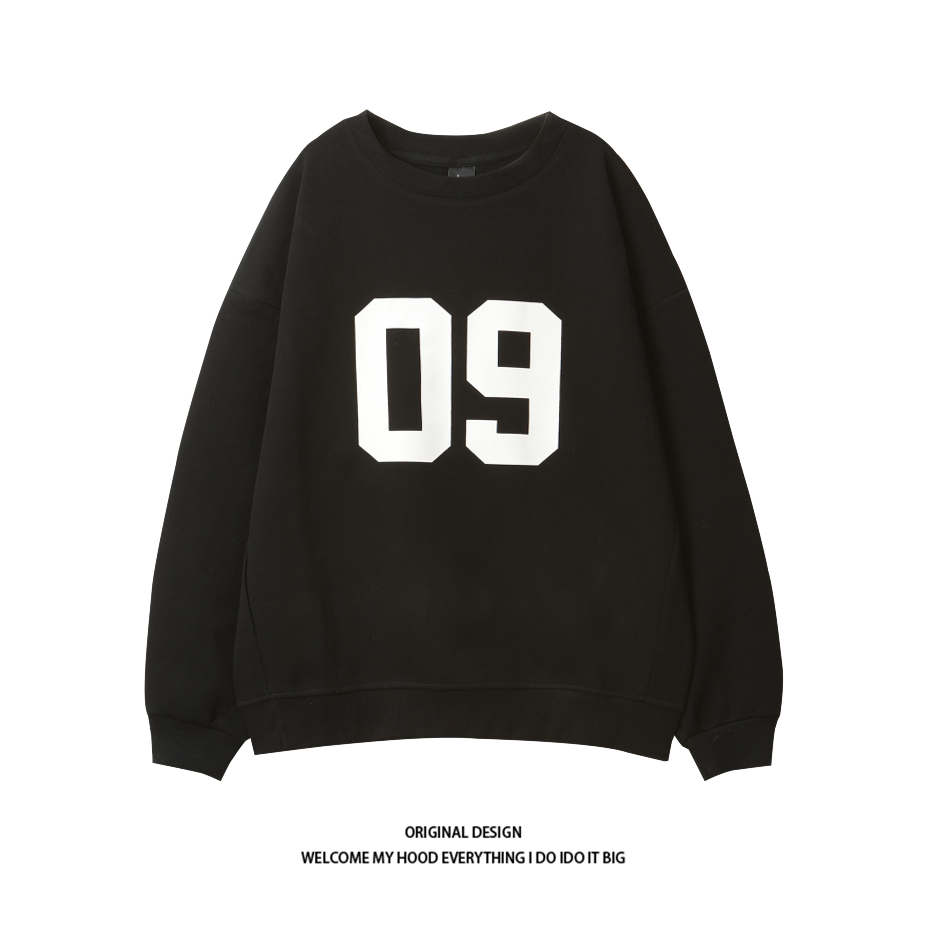 CHRY STUDIO国潮运动风09数字印花圆领卫衣秋季宽松休闲复古上衣