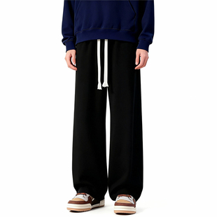 CHRY STUDIO美式针织纯色宽松直筒裤休闲秋冬阔腿裤情侣运动裤男