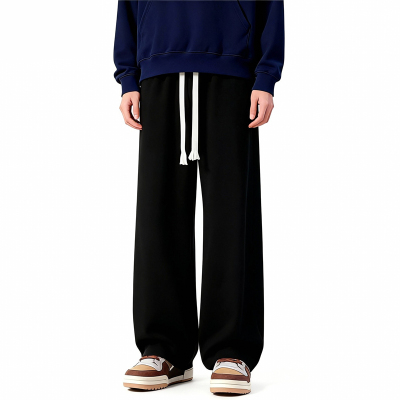 CHRY STUDIO美式针织纯色宽松直筒裤休闲秋冬阔腿裤情侣运动裤男