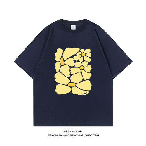 CHRY STUDIO潮牌趣味堆堆花瓣印花短袖宽松百搭休闲美式情侣同款T