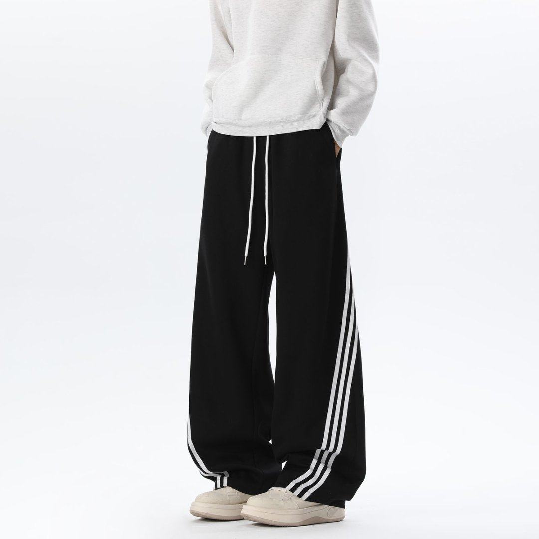 CHRY STUDIO三条杠弯刀休闲裤春秋季美式复古垂感宽松运动阔腿裤,男装,卫裤,淘宝优惠券,粉丝福利购,淘宝优惠卷