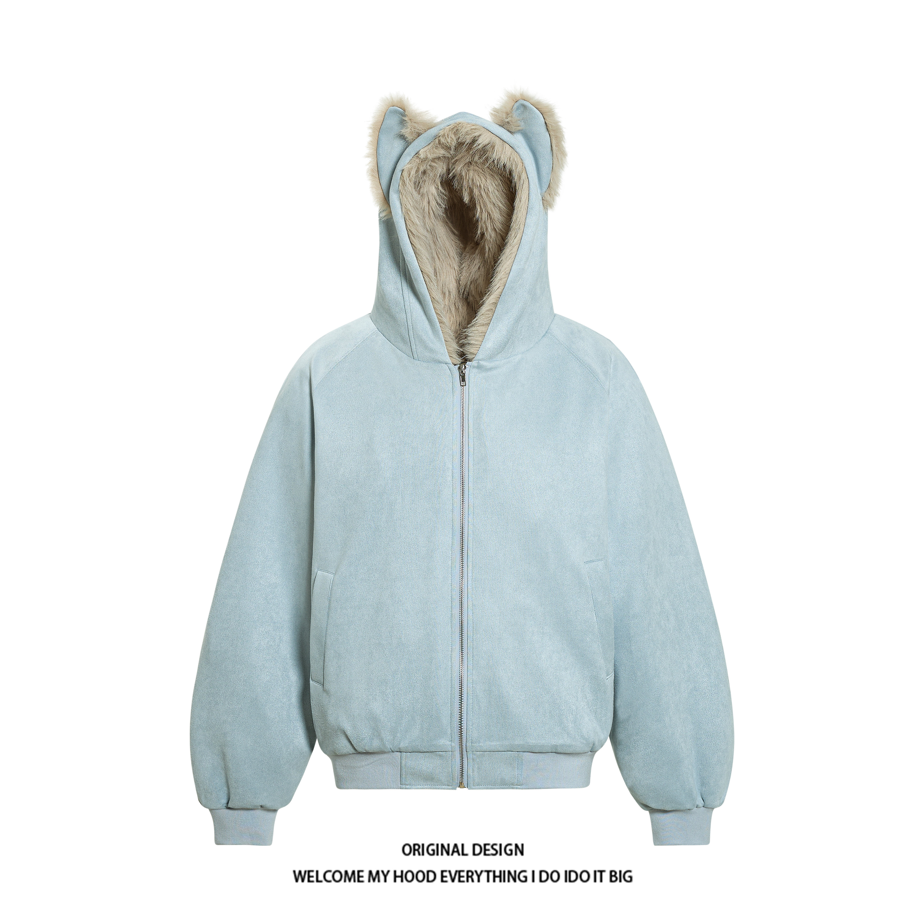 CHRY STUDIO美式复古趣味猫耳朵座山雕毛领棉服麂皮绒连帽外套冬,男装,棉衣,淘宝优惠券,粉丝福利购,淘宝优惠卷