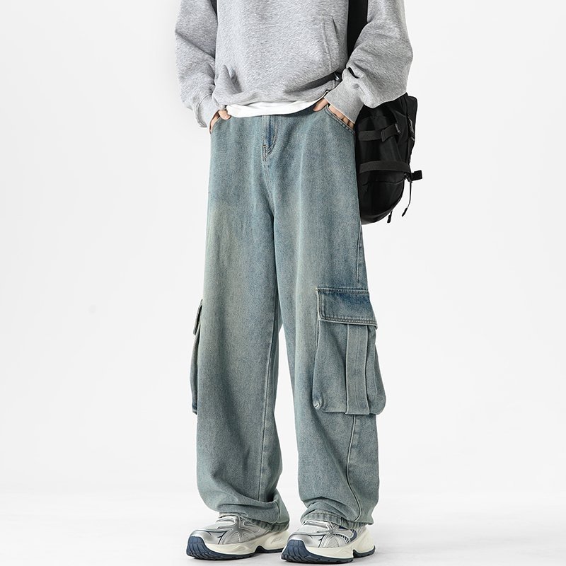 CHRY STUDIO美式大口袋工装牛仔裤春季新款宽松休闲直筒情侣长裤,男装,卫裤,淘宝优惠券,粉丝福利购,淘宝优惠卷