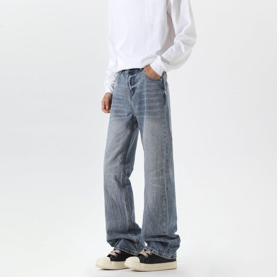 CHRY STUDIO宽松水洗做旧牛仔裤美式复古直筒阔腿街头百搭长裤子,男装,卫裤,淘宝优惠券,粉丝福利购,淘宝优惠卷