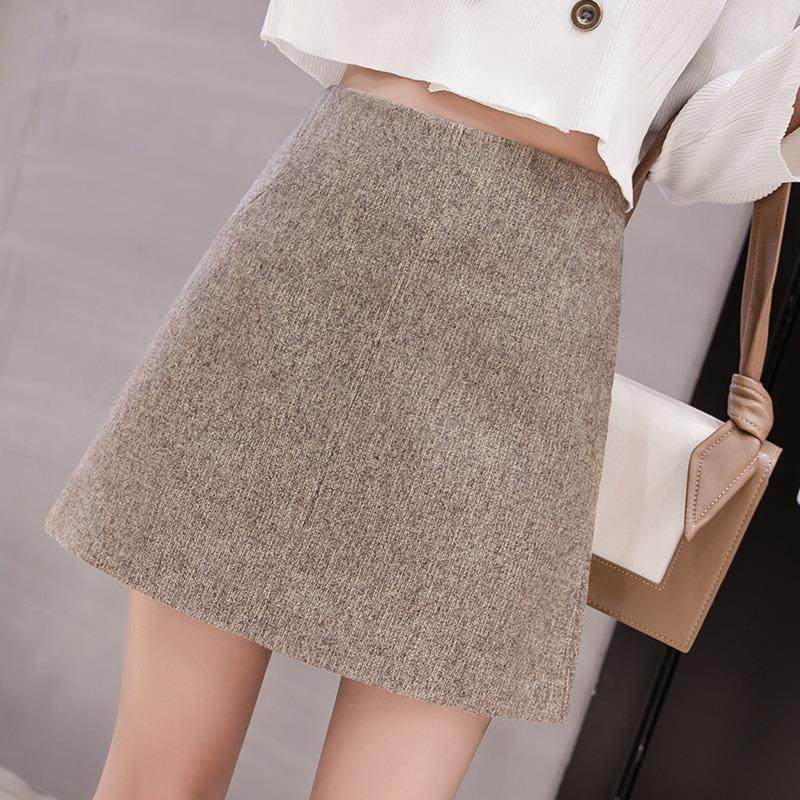 2019秋冬季新款韩版高腰毛呢a字裙修身显瘦时尚半身裙纯色短裙女|msdalam kategori Butik wanita / wanita, skirt - dari Buy2taobao.com untuk memberikan perkhidmatan ejen Taobao profesional membeli