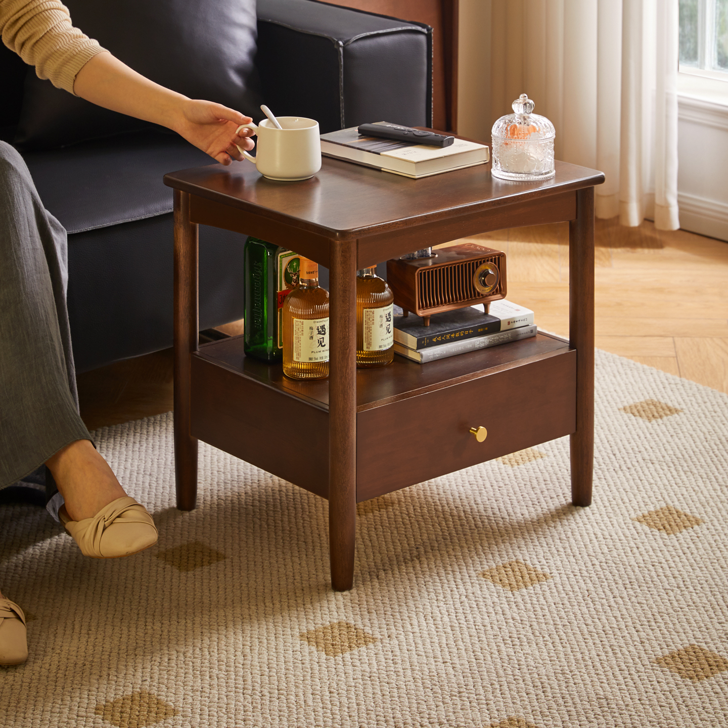 沙发边几实木小桌子床头置物架