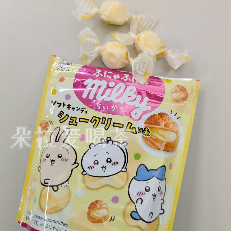 日本进口不二家Fuijya糖果奶油泡芙味chiikawa图案奶糖
