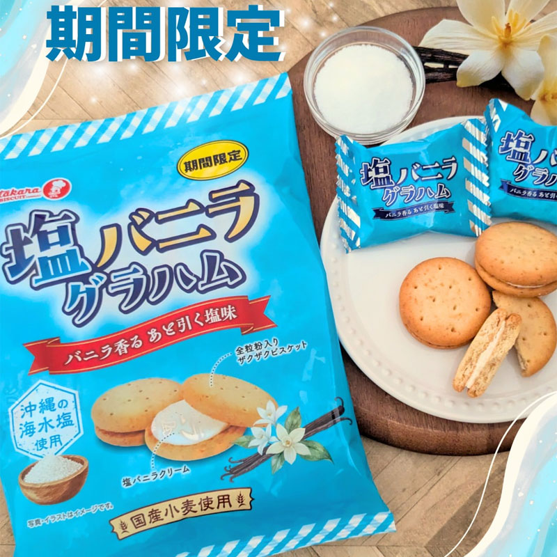 日本进口宝制果盐味香草全麦夹心饼干点心网红零食袋装117g