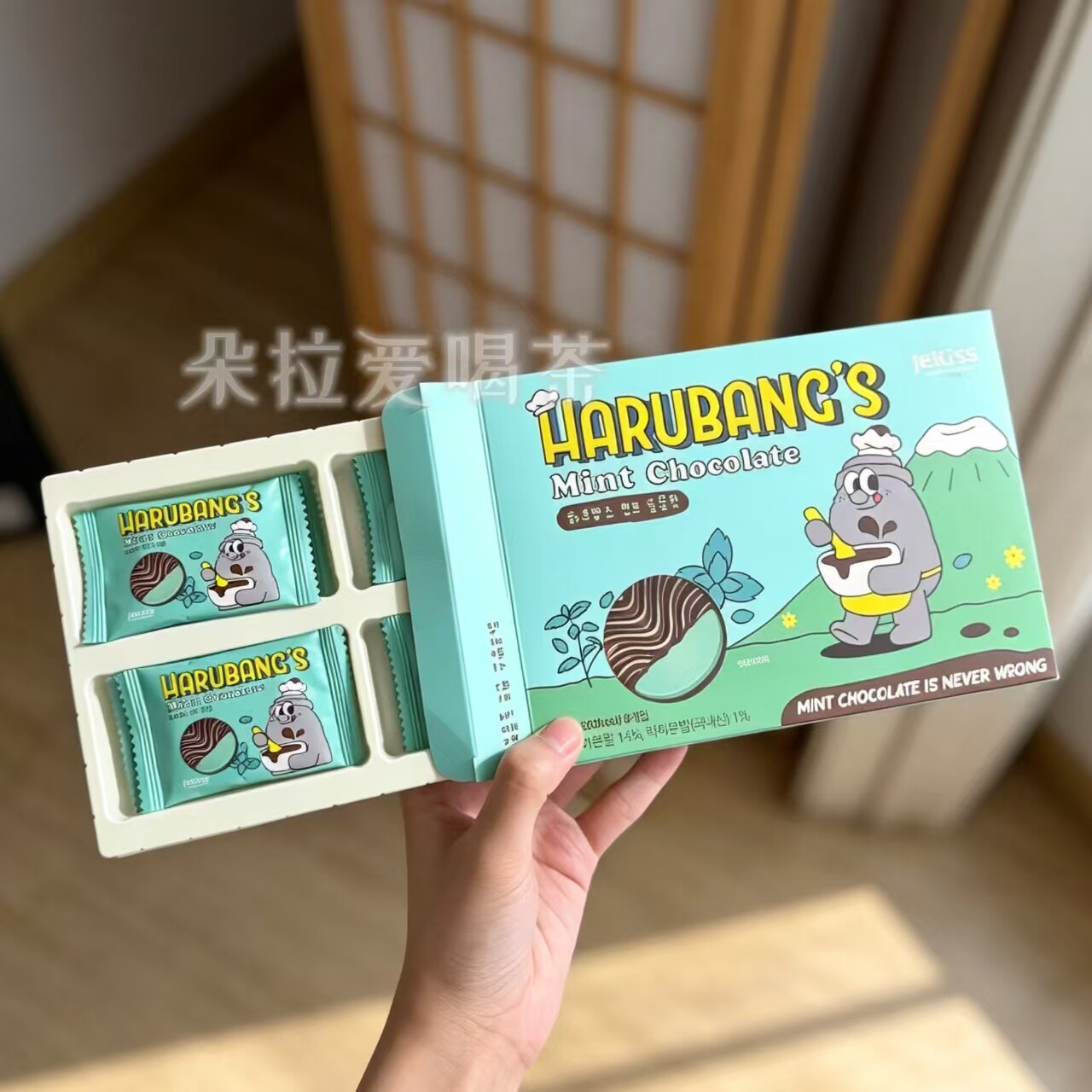 韩国进口济州Jekiss济州之吻石头爷爷薄荷味夹心巧克力盒装48g