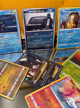 自制说唱RnB人物闪卡 travis scott小卡Pokemon holo card