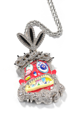 现货Travis Scott同款Melted Utopia Dream项链 满锆石镶钻吊坠