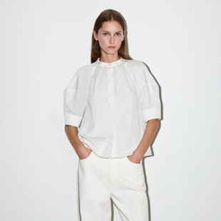 CS女装 标准版型泡泡袖衬衫白色2025秋季新品1267084003