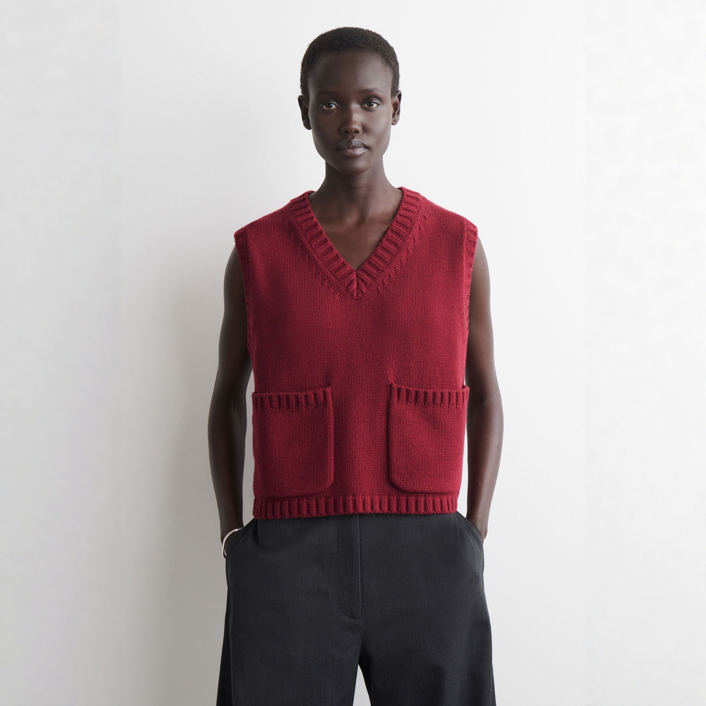 标准版型美利奴羊毛V领背心