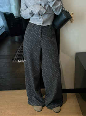 【KAPOK】加厚磨毛碎花宽松百搭休闲长裤休闲裤25855#