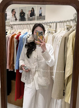 【SASA家】新中式提花小衫+复古时尚马甲套装  21194#