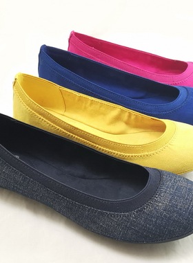 女鞋2020春单鞋外贸原单BDLO圆头软底芭蕾舞蹈鞋平底浅口鞋有大码