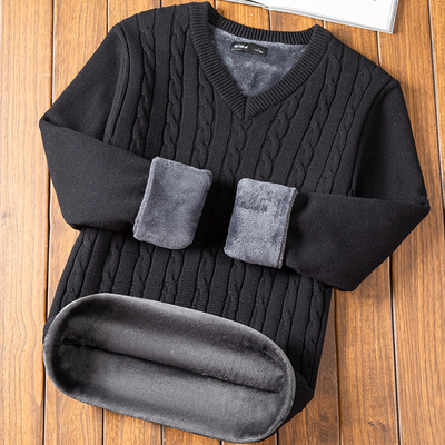 加绒加厚毛衣男士保暖针织衫