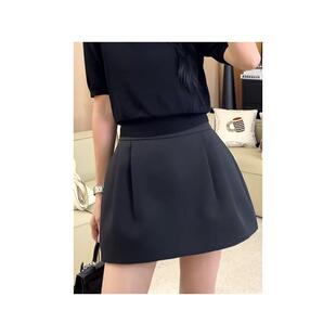 【一比Eby】花苞褶皱短裙a字半身裙休闲高腰显瘦小黑裙女251377#