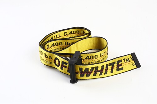 黄色帆布刺绣男女款黑皮带
