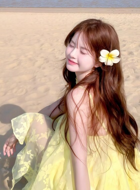 法式海边度假风鸡蛋花发夹女春夏旅游黄色花朵侧边夹甜美森系发饰
