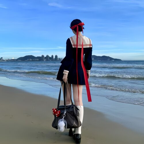 jk制服发夹红色超长飘带蝴蝶结发饰垂耳兔甜美法式芭蕾风顶夹头饰