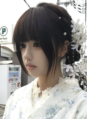 日系氛围感白色铃兰花流苏发夹女侧边花朵发卡新中式拍照发饰头饰