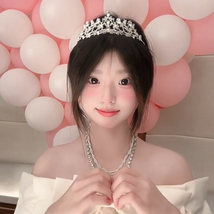 法式 高级感闪钻公主皇冠发箍十八岁生日派对王冠千金名媛宴会头饰