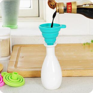 漏斗拼豆漏斗灌酒糖果色硅胶伸缩漏斗创意厨房便携折叠多功能