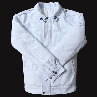 120急救制服冬款棉夹克白色长袖棉袄短款冬执勤司机工作装带领花
