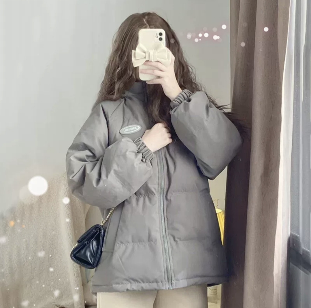 学院风中长款冲锋羽绒棉服女2025新款冬季小个子保暖韩系棉外套