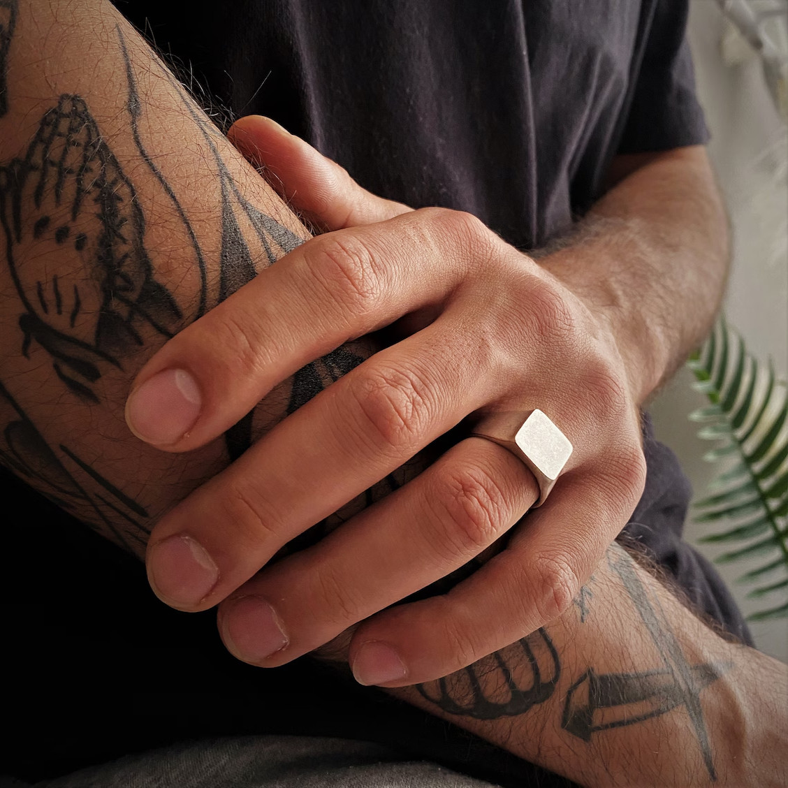 纯银戒指方型百搭情侣对戒小众时尚简约高级感个性原创设计款轻奢