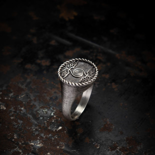 纯银戒指生命之树指环饰品男士开口复古个性时尚简约原创设计手工