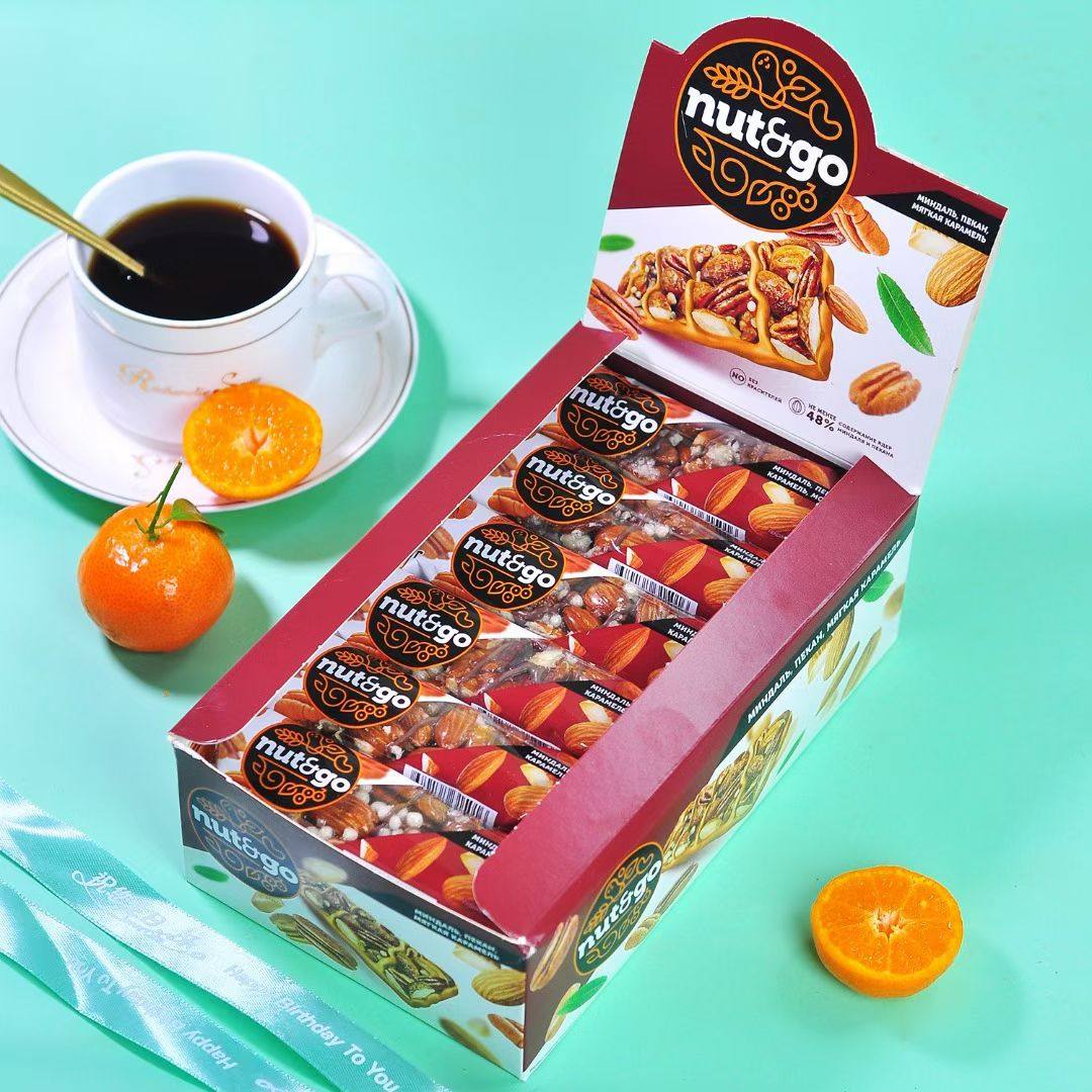 俄罗斯原进口山核桃巴旦木坚果棒糖果花生椰片648克巧克力棒健身