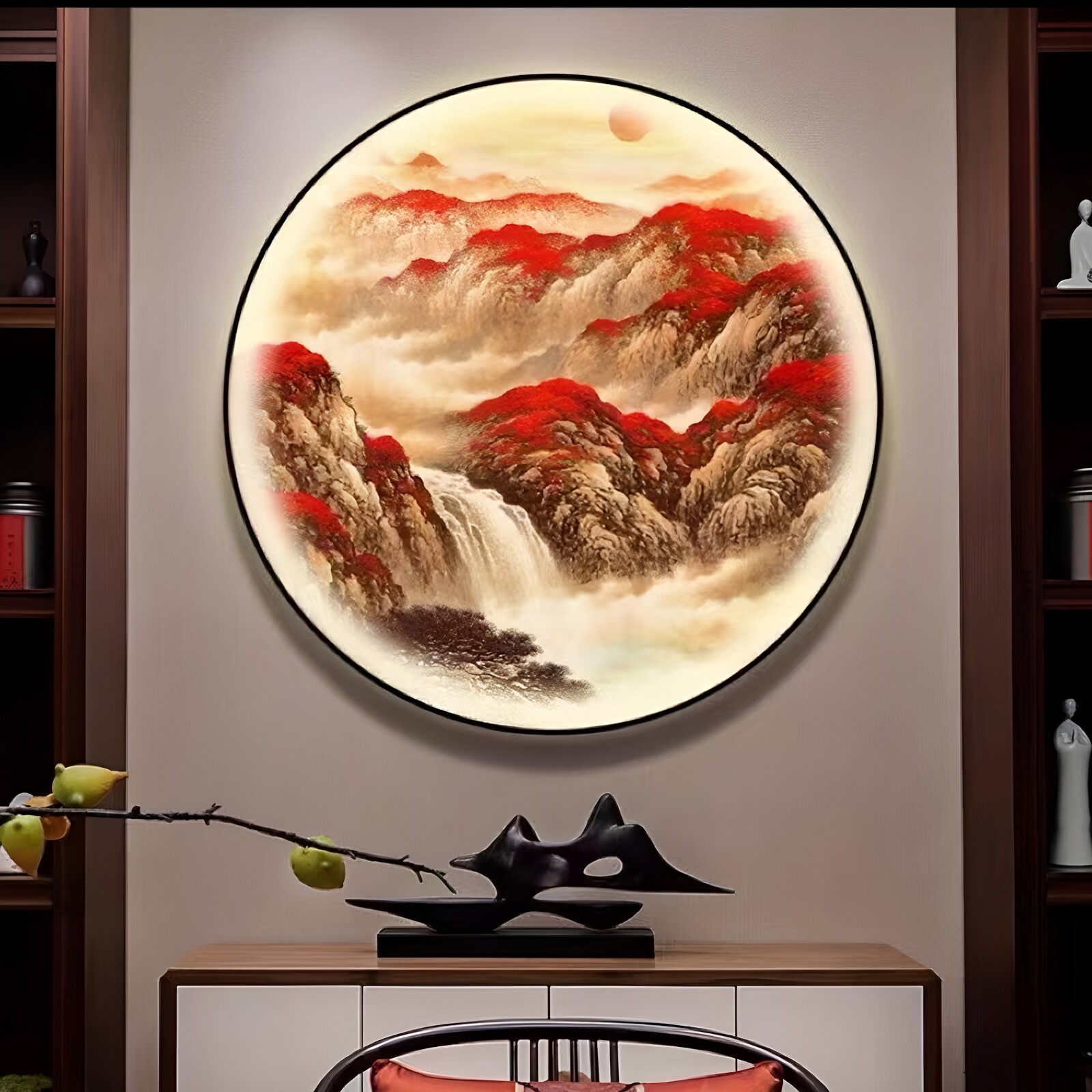鸿运当头玄关装饰画灯画中古风图片