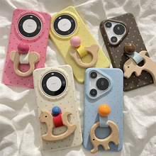 创意可爱卡通木马小熊指环扣适用华为mate60pro+手机壳pura70pro软胶防摔mate40/50pro保护套p60女款70ultra