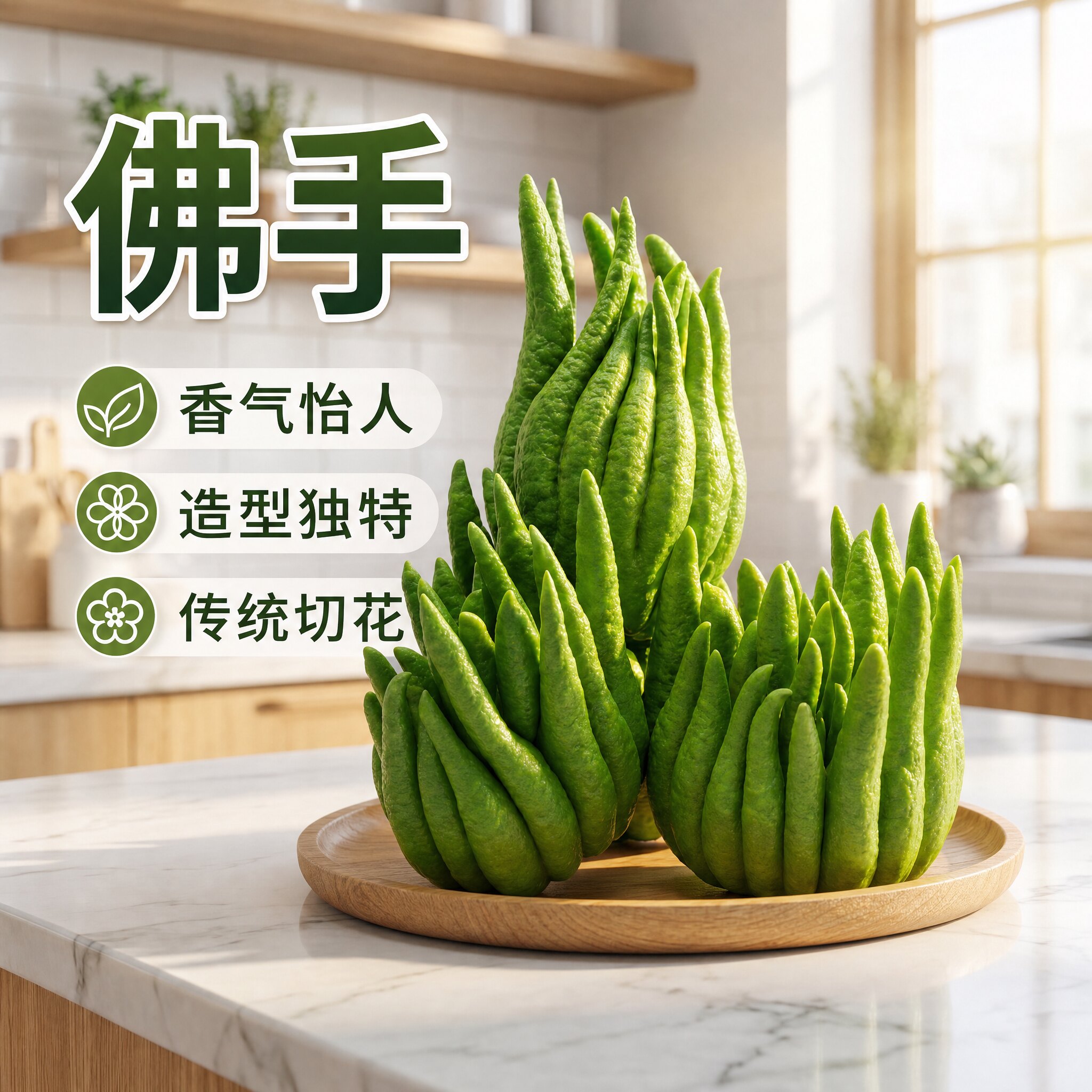 云南现摘佛手柑带枝鲜果室内清供摆件天然香薰闻香可食用盆栽大果