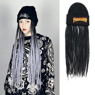 脏辫帽子假发头套发绳女秋冬百搭发套直接戴冷帽雅痞毛线帽韩版潮