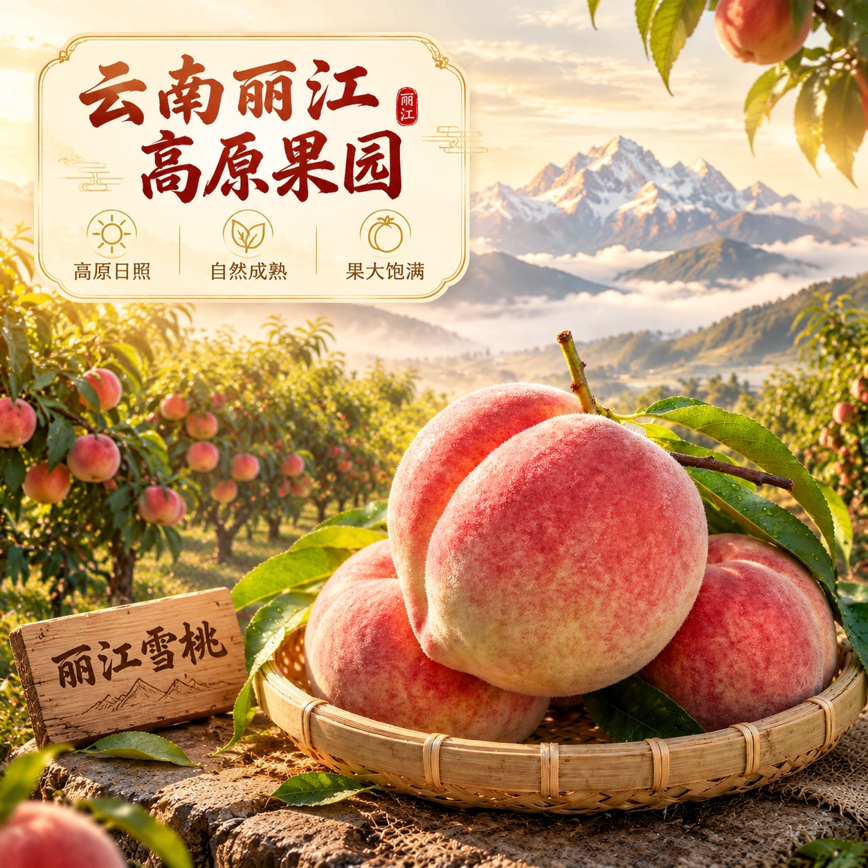 云南丽江雪桃【12颗装礼盒】产地直发鲜脆甜口中秋国庆送礼包邮