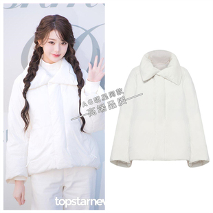 子冬季 张元 长裤 白色羽绒服翻领面包服外套直筒休闲裤 衣服女 英同款