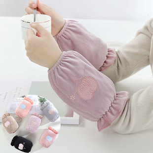 套女秋冬新款 口防污刺绣袖 可爱套袖 办公室学生防脏护袖 头 短款 袖